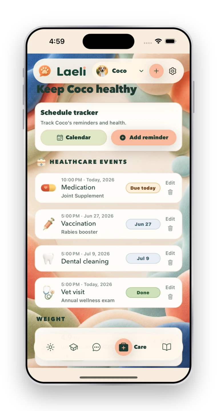A list of health reminders in Laeli